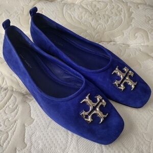 Tory Burch Amore Eleanor Cobalt Suede Leather Ballet Flats Women's size 10